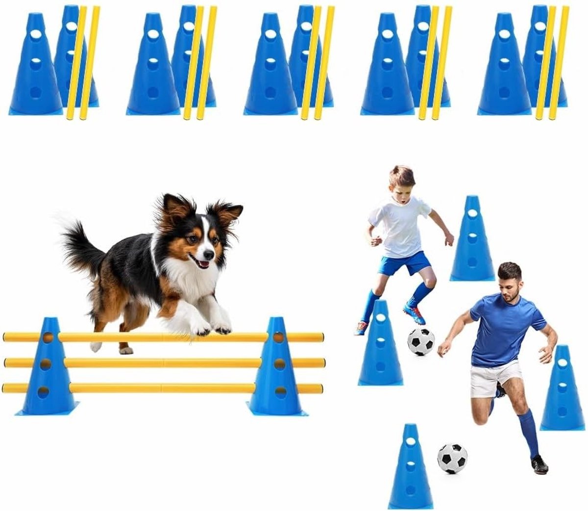 Agility Set voor Honden en Paarden - 5-delige Sportset met Hordes, Cones en Verstelbare Obstakels voor Training en Spel