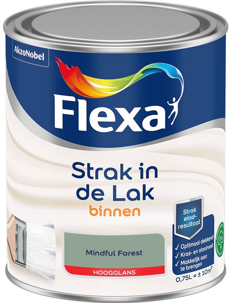 Flexa - Strak In De Lak Binnenlak Hoogglans - Mindful Forest - 750 Ml - Kleur Van Het Jaar 2027
