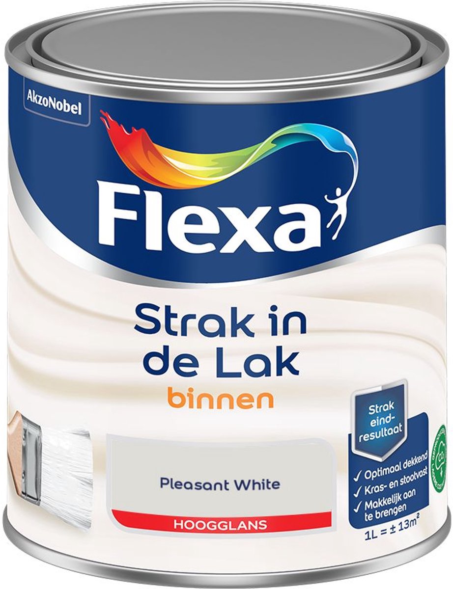 Flexa - Strak In De Lak Binnenlak Hoogglans - Pleasant White - 1 L - Kleur Van Het Jaar 2027