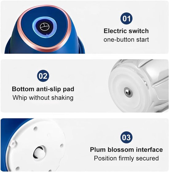 Mini-hakmolen, elektrisch, multifunctioneel, 6-vleugelig roestvrijstalen mes, voor vlees, babyvoeding, fruit, groenten, camping, blauw — afbeelding 5