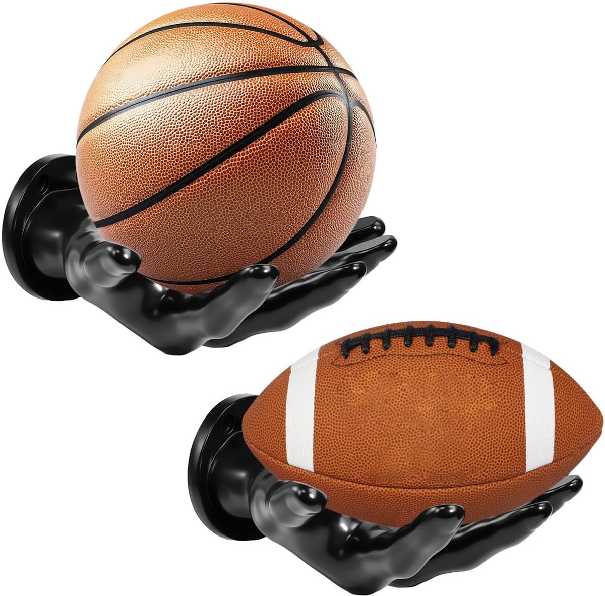 2 stuks palmvormige balhouder, wandbalhouder, handbalaccessoires, 21,6 x 16 cm, balstandaard, indoor opbergrekken, hand, ultra veilig, stabiel, basketbal, geschenken voor basketballen