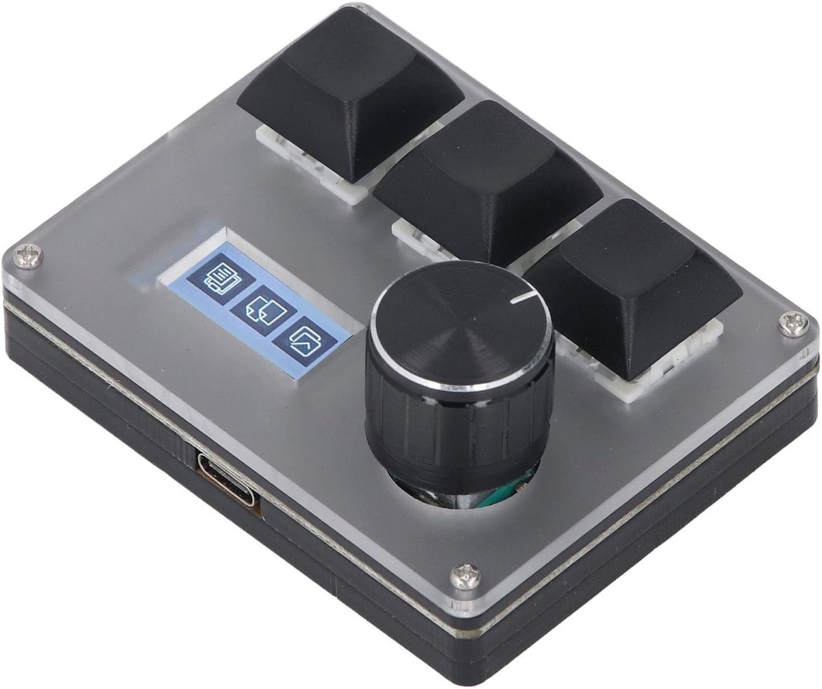 3 Toetsen Klein Toetsenbord met RGB Aanpasbaar Toetsenbord met Knop voor Gaming Typeren, met 0,96 Inch LCD -scherm, met 3 Scenario -modi