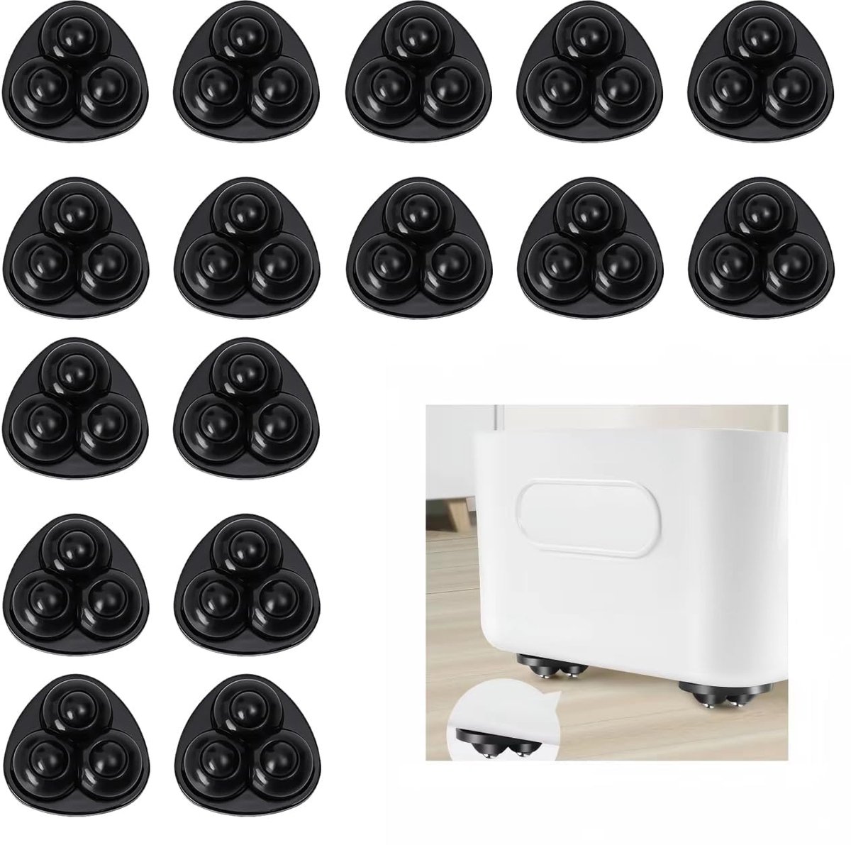 16 stuks meubelwielen, kleine kogelwielen, nylon, voor meubels, 3 stalen kogels
