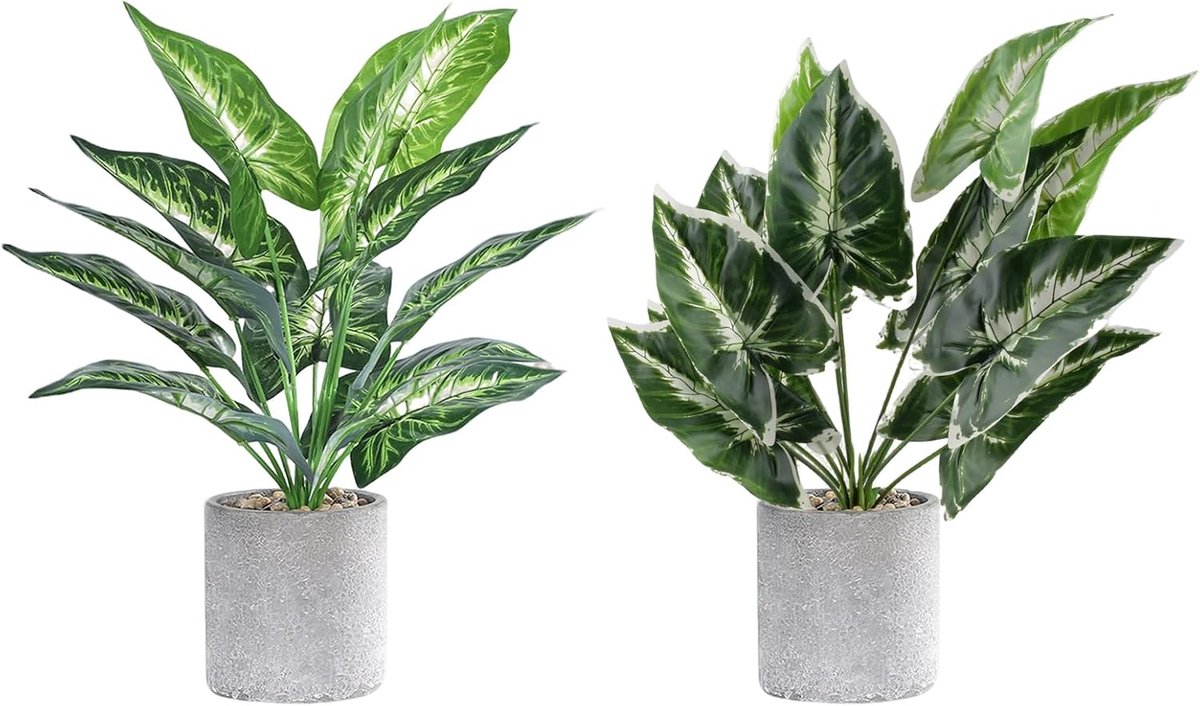 Kunstplanten, 38 cm, onderhoudsvrije nepplanten in pot, moderne decoratie voor woonkamer, slaapkamer, badkamer en kantoor