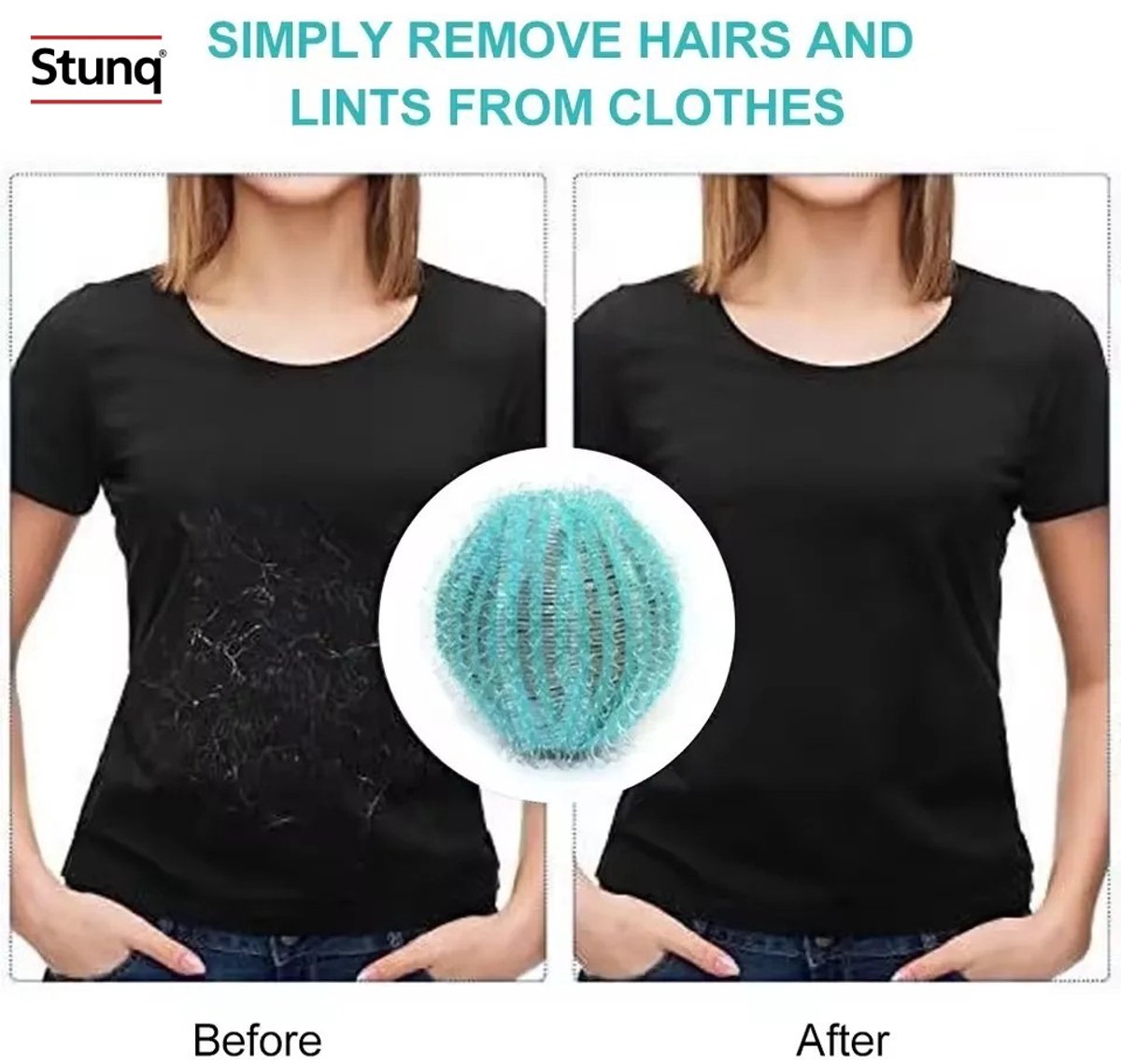 Stunq® Herbruikbare Wasballen Lichtblauw – Vangt Huisdierharen en Pluisjes tijdens het Wassen