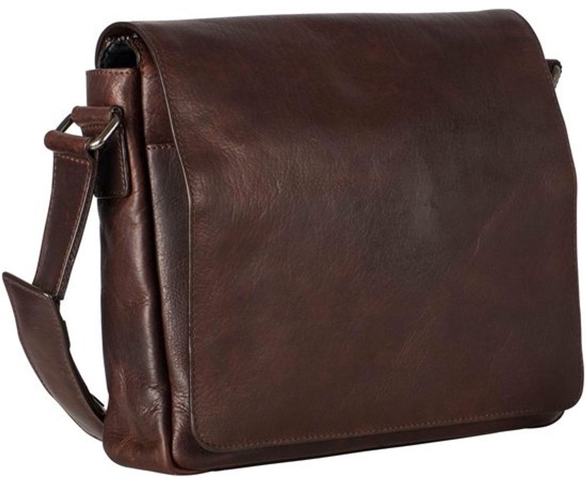 Heren schoudertas met laptopvak - Roma Messenger Bag Bruin