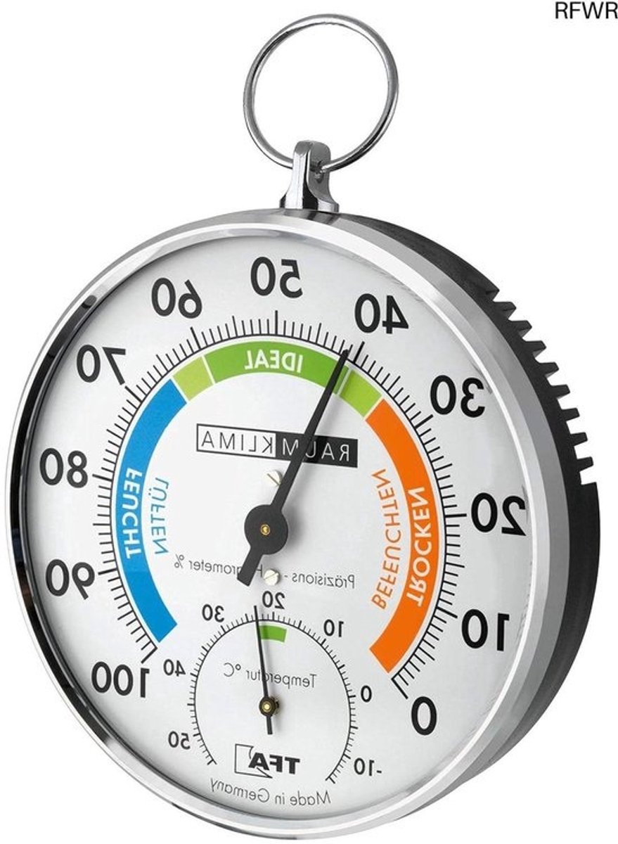 RFWR® Thermo-hygrometer voor binnenklimaatregulatie - Analoog met comfortzones