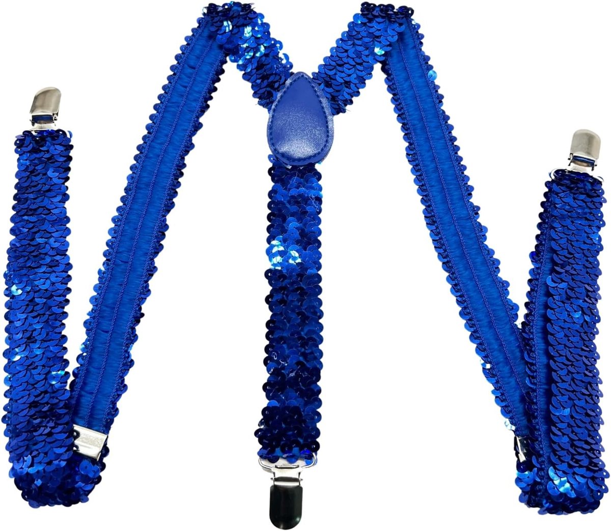 Unisex Sequin Y-Back Suspenders met Sterke Clips voor Kostuums - Donkerblauw, One Size, Feestaccessoire