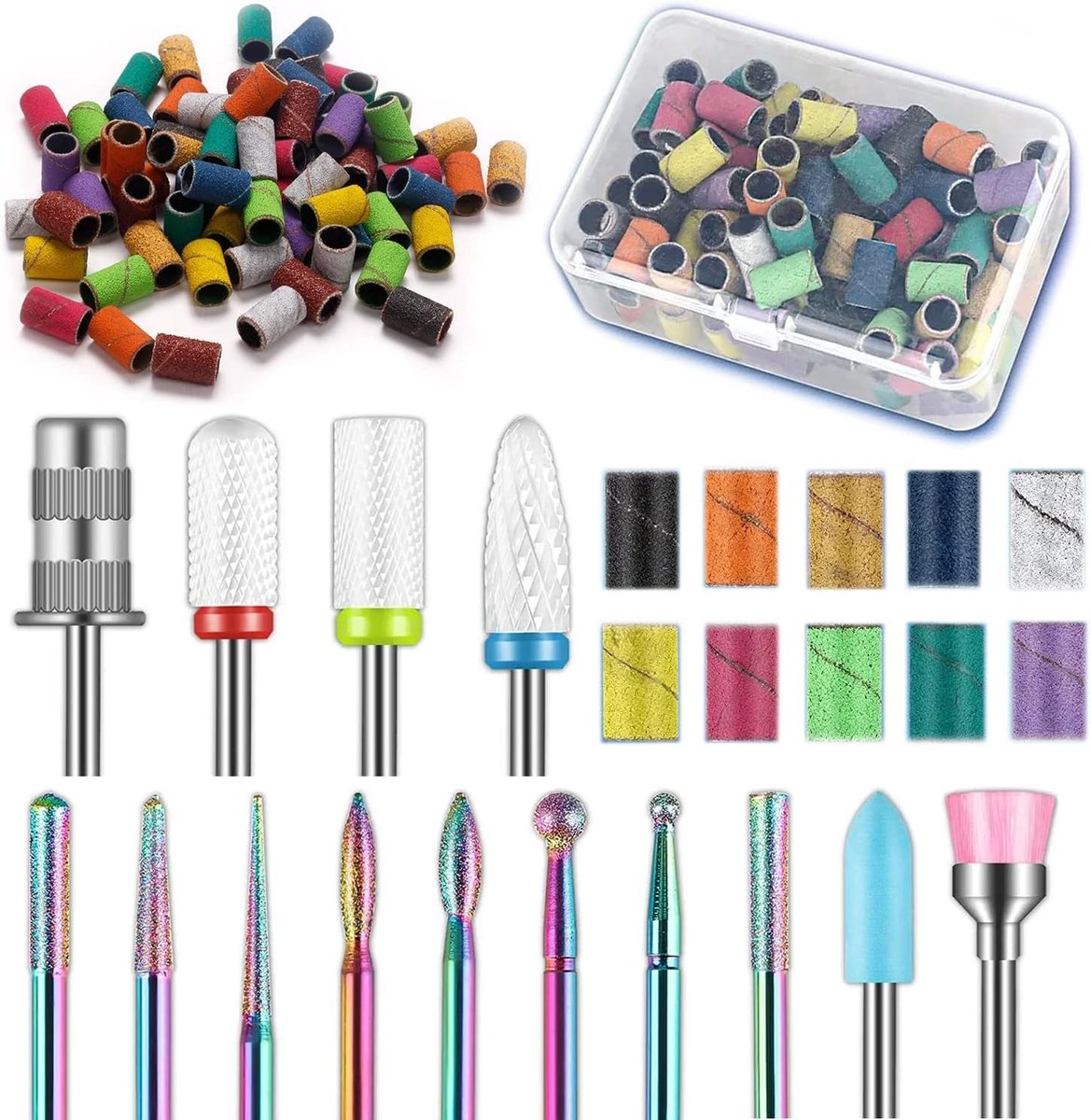 Keramische freesboren - 13 stuks - 100 manicure schuurbanden - Keramisch en diamantmateriaal - Voor acryl en gel nagels
