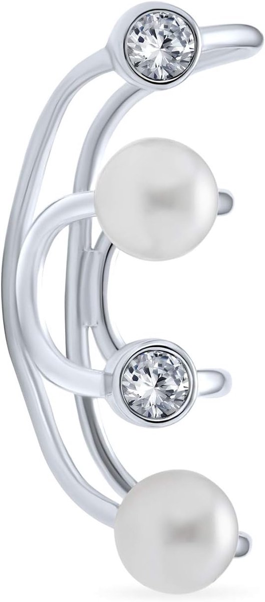 Jewelry Minimalistische ronde witte edelsteen gemaakte opaal Huggie Geometrische Niet Doorboorde Helix Kraakbeen Shell Lünette Band Wrap Oormanchet Oorbellen voor Vrouwen Tieners 925 Sterling Zi