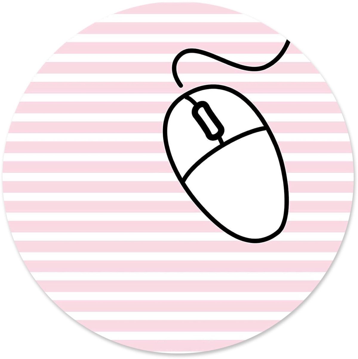Muismat rond Ø 22 cm - gestreept - roze voor meisjes en vrouwen - perfect voor een stijlvolle werkplek - ShopVlot