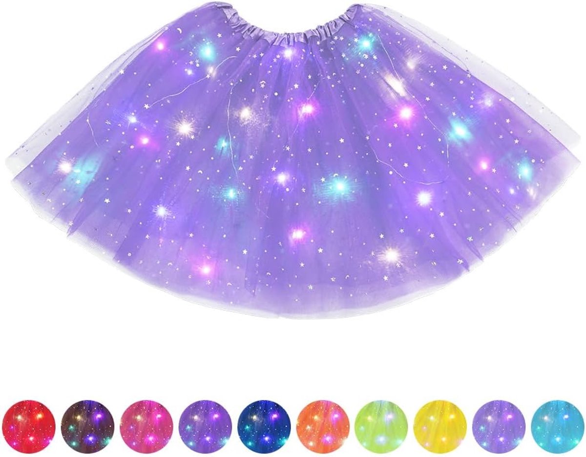 Dames tutu rok met LED-licht, tule tutu rok voor volwassenen, balletdansjurk, mooie elastische Halloween-festivaljurk, carnavalsfeestkostuum