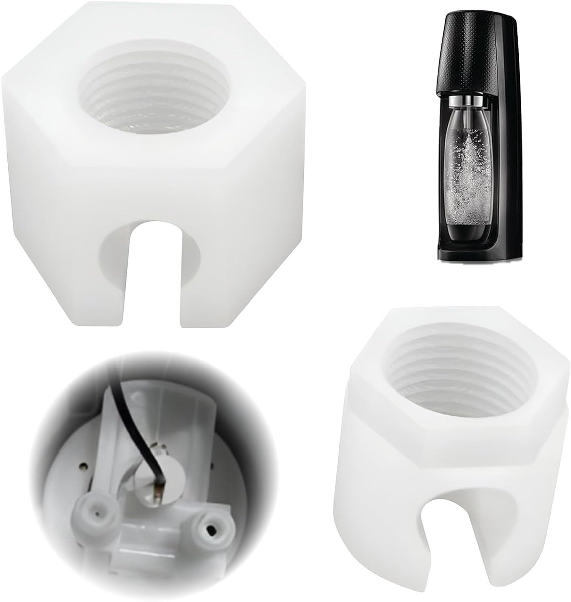 2 stuks reservemoeren schroef in wit, reserveonderdelen, Crystal 2.0, reserveonderdelen, reservemoer geschikt voor Crystal 1.0 & 2.0 moersluiting, reserveonderdeel