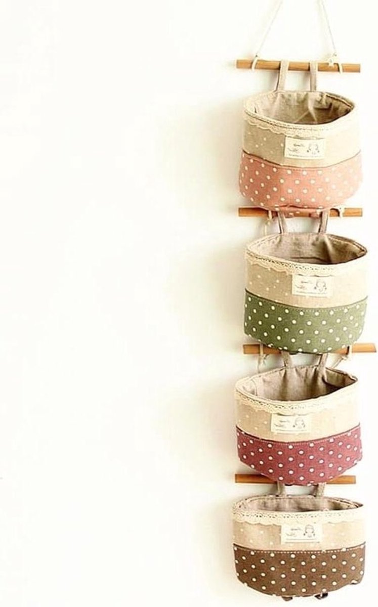 Wandopknoping organiseren opbergzakken - kant trim - 4 stuks (paars groen koffie roze)