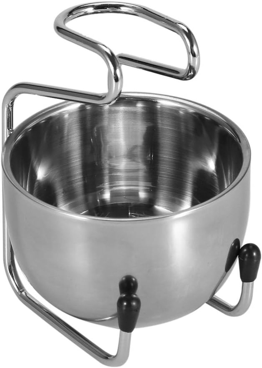 Scheerschaal en standaardset, 2 in 1 RVS Scheerborstel Stand Houder Veiligheid Scheerborstel Bowl Grooming Tool voor Mannelijke Gezicht Baard Reiniging