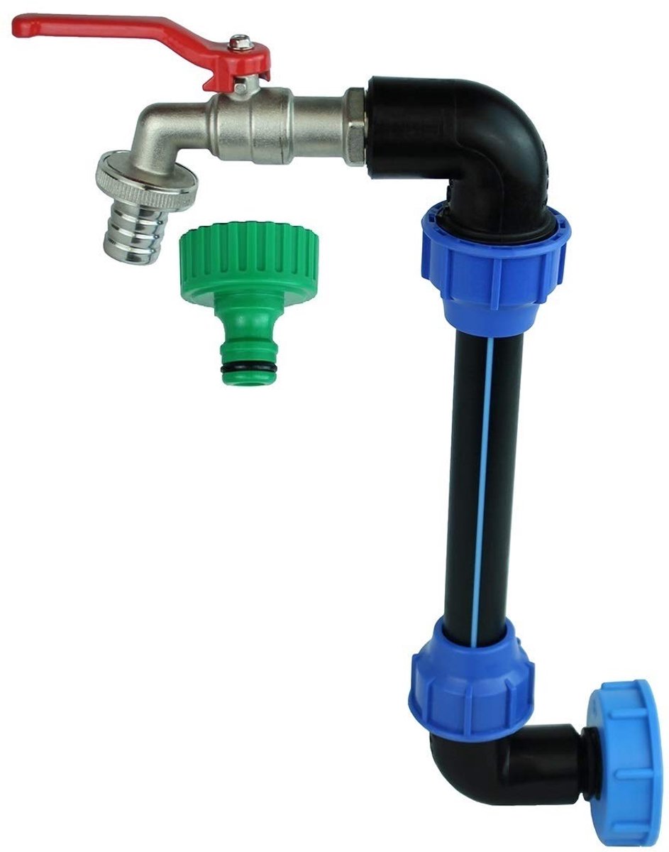 IBC zwanenhals 3/4 inch kraan - S60 x 6 adapter - afsluitkraan - eenvoudig vullen van gieter - ShopVlot