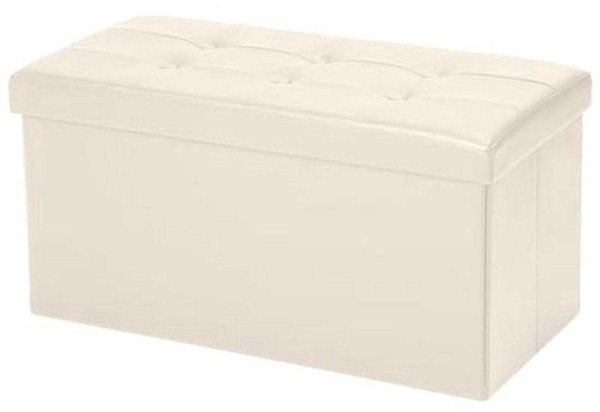 Opvouwbare Zitbank met Opbergruimte 80 Liter – Belastbaar tot 200 kg – Geschikt voor Woonkamer, Hal en Slaapkamer – Lichtbeige