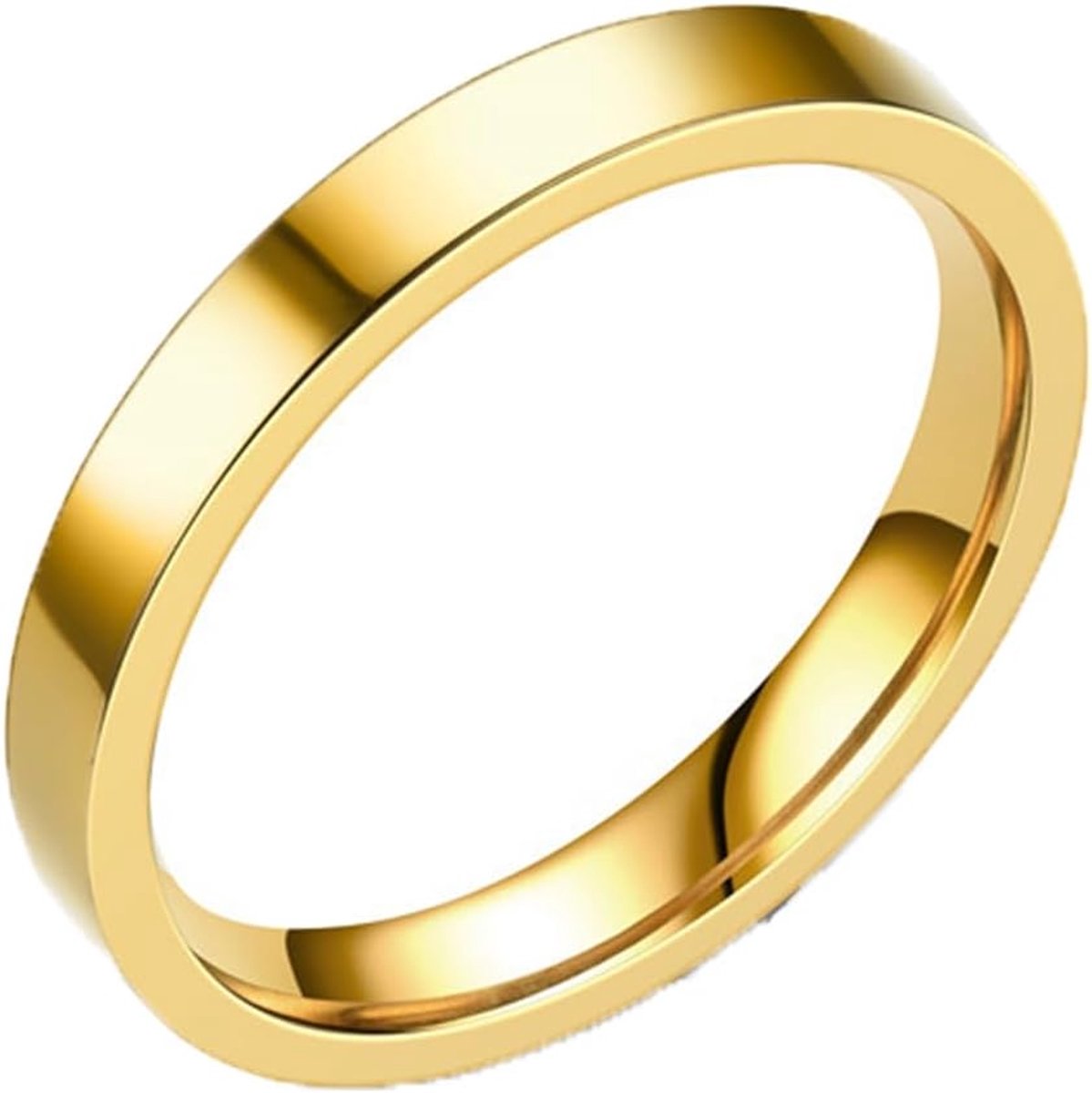 Ringen 3 mm titanium gepolijst smalle ringen dames gouden verlovingsringen trouwring trouwringen, Roestvrij staal (Goud, 52)