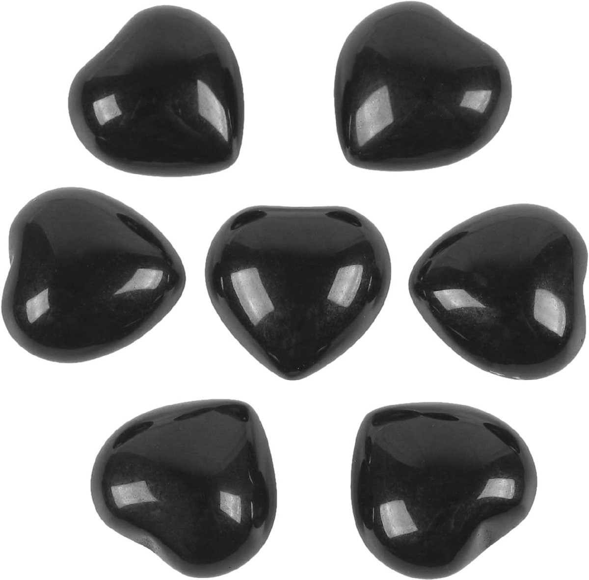 7 stuks mini hart liefde chakra stenen, gesneden handpalm zakken kristal genezing Reiki energie steen, zwart obsidiaan