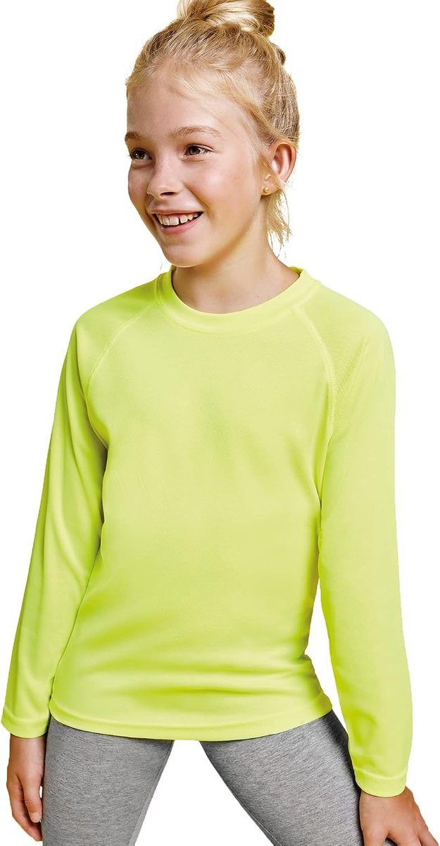 T-shirt in neonkleuren, lange mouwen, voor meisjes en jongens, comfortabel, zacht, glad en elegant