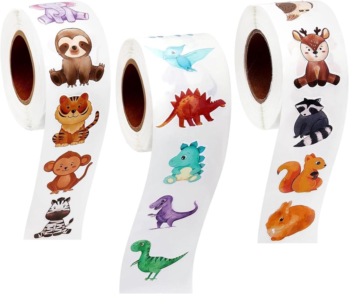 1500 Dieren Stickers voor Kinderen, Beloningsstickers voor Scrapbooking en Fotoalbums, Inclusief 24 Wilde Dieren en Dinosaurussen