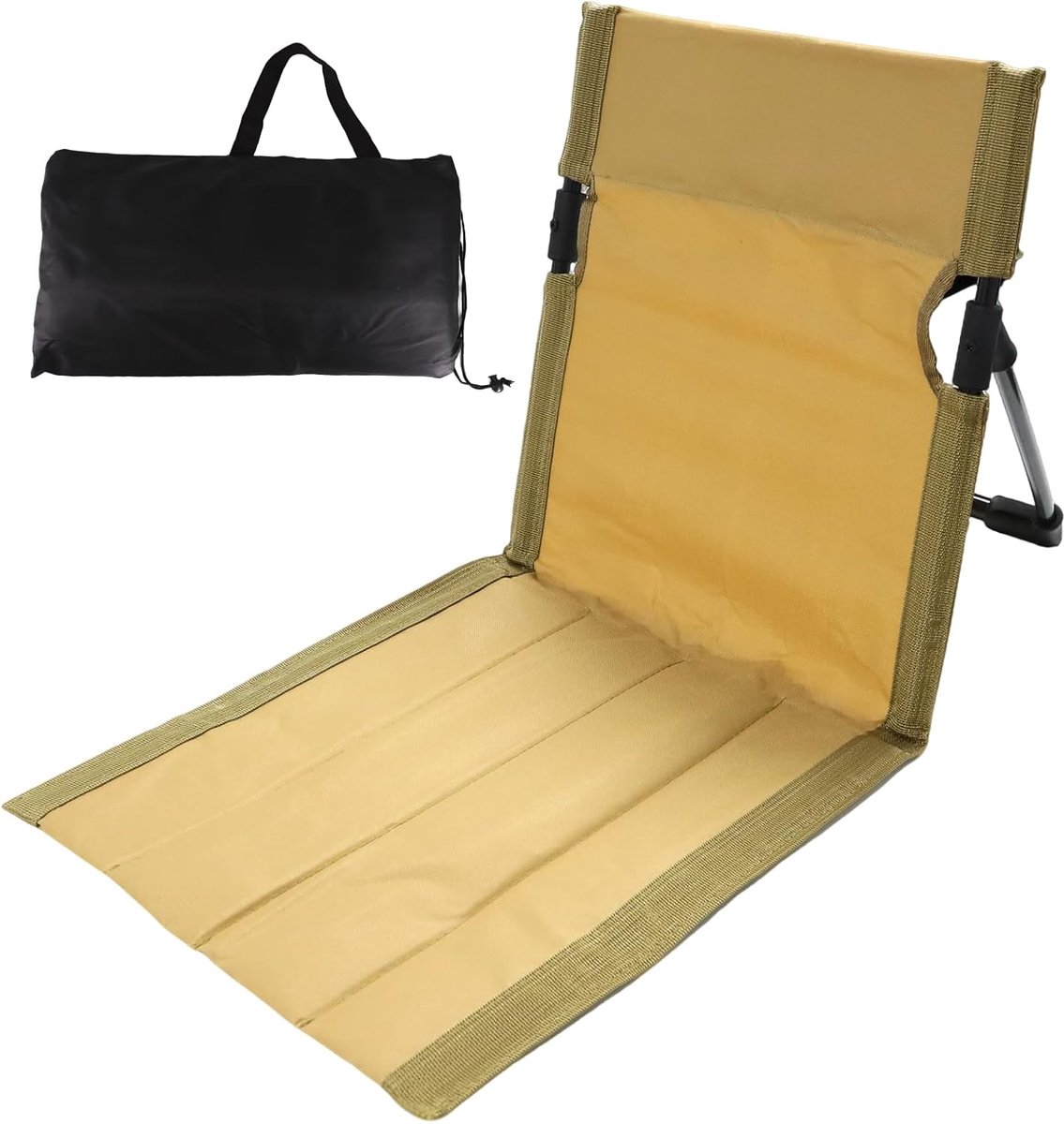Vloerstoel met rugsteun, strandmat met rugleuning, 600D Oxford-weefsel, comfortabele strandligstoel, inklapbaar, strandkussen, vloerstoel, inklapbaar tribunekussen voor picknick