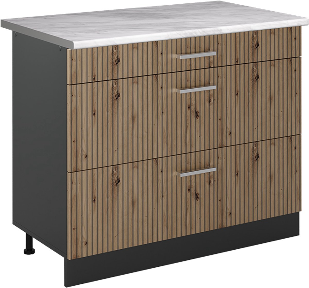 Vicco Keukenonderkast R-Line, Artisanaal eiken/Antraciet, 100 cm marmer werkblad