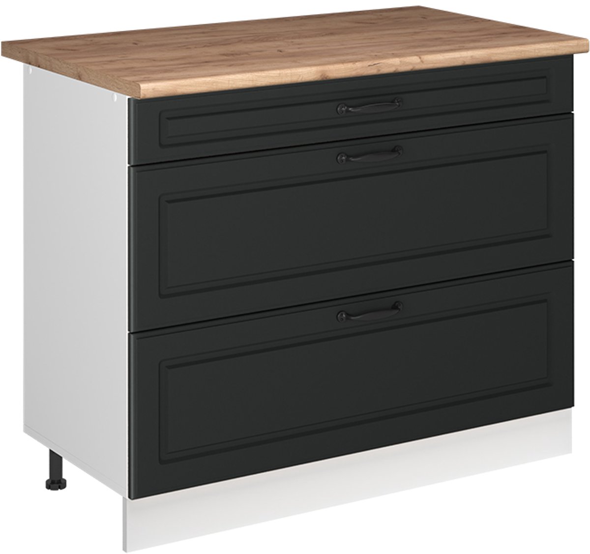 Vicco Keukenonderkast R-Line, Antraciet landelijk/Wit, 100 cm goudkleurig eiken werkblad