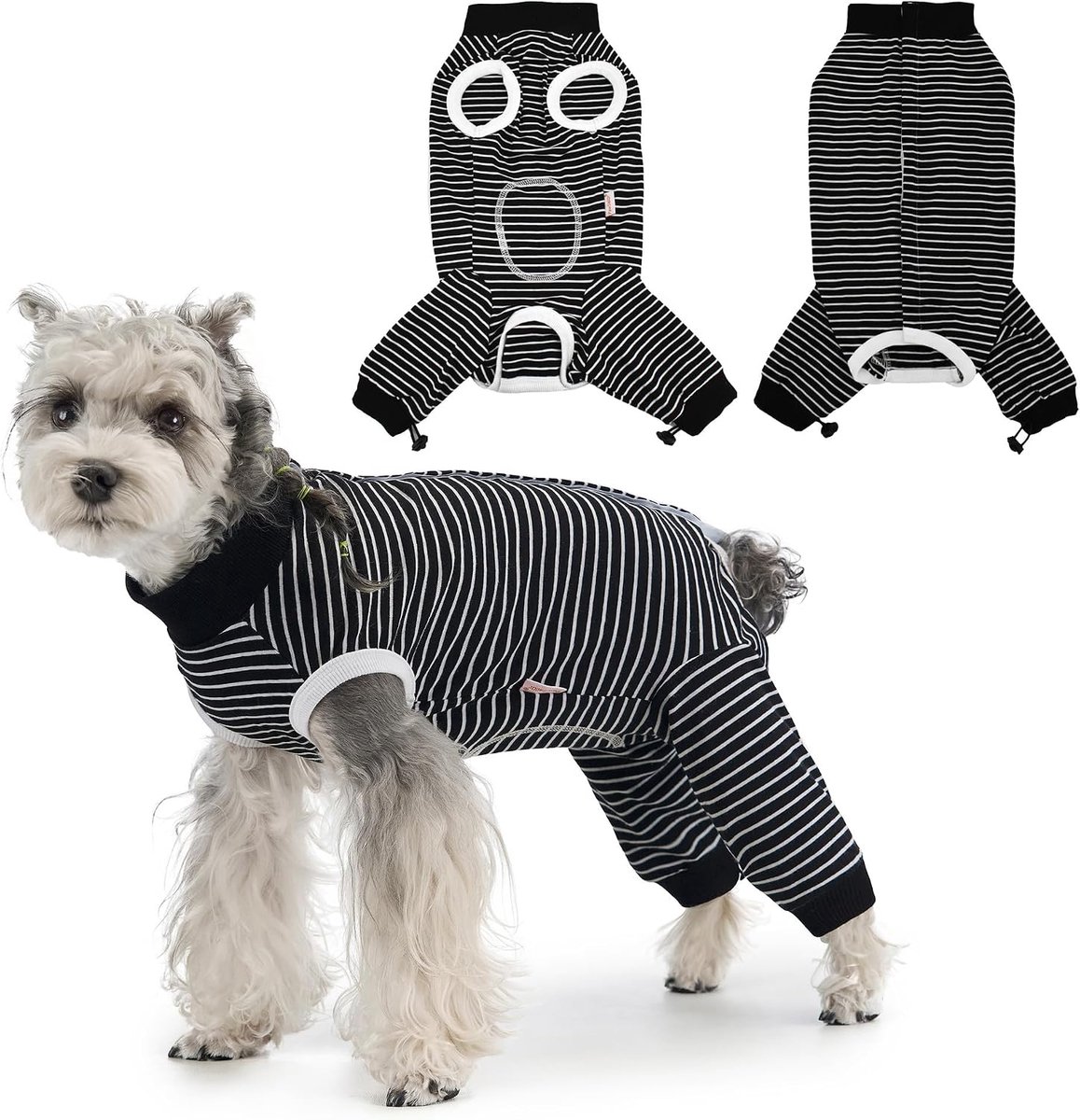 Herstelpak voor honden, ontwerp trekkoord, achterbenen, lichaam na operatie, mouwen, poten, hond, mannelijk, vrouwelijk, postoperatie, anti-lik, wondbedekking, zwart, XL
