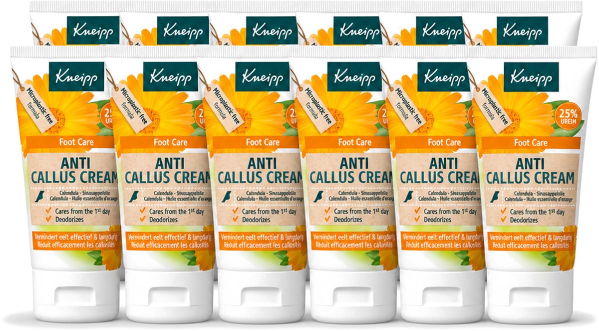 12 x Kneipp - Eeltcrème - Calendula - 25 % ureum - Voor zachte & soepele voeten - 50 ml - Voordeelverpakking - 12 stuks