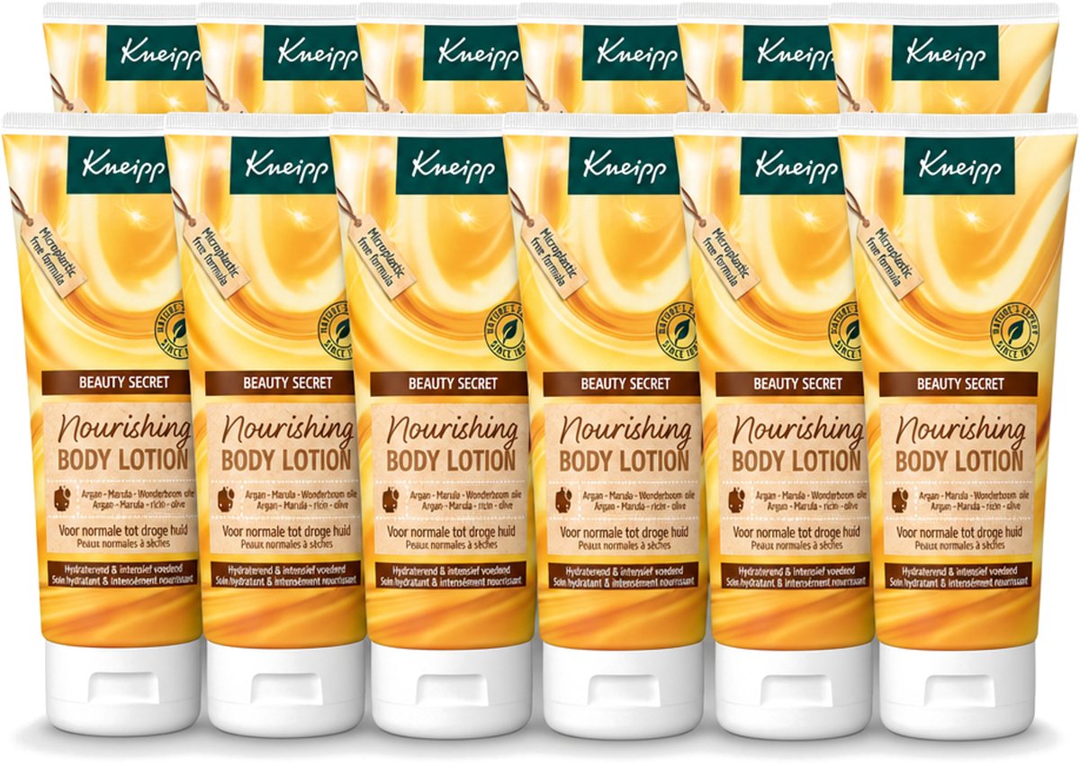 12 x Kneipp - Body lotion - Beauty Secret - Voor normale tot droge huid - 200 ml - Voordeelverpakking - 12 stuks