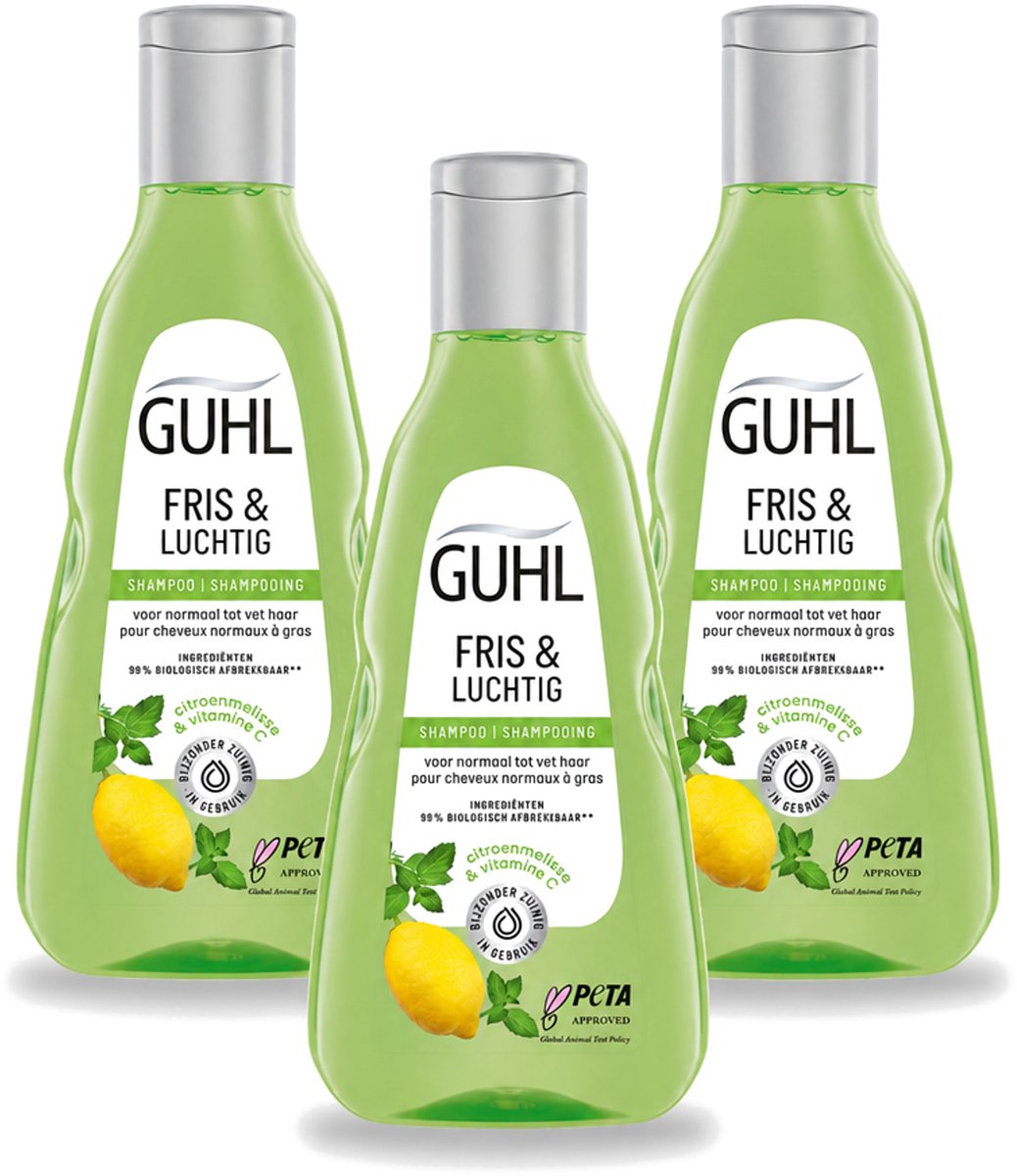 3 x Guhl - Shampoo - Fris & Luchtig - 250 ml - Voordeelverpakking - 3 stuks