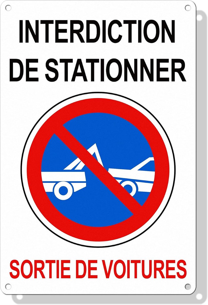 Verbod te parkeren uitgang van auto's, 30 x 20 cm, verboden parkeren uitgang garage, ideaal voor garage, opslagruimte, privéingang