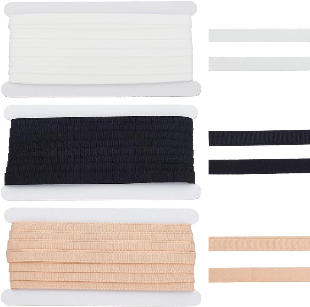 Corset Boned Casing Tape 1cm Breed voor Ondersteuning in Beha's en Bruidsjurken - 10m in Diverse Kleuren (Zwart, Wit, Huidskleur)