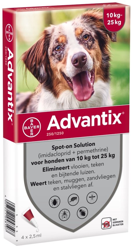 Bayer Advantix Vlooien & Teken Pipetten - Hond 10 Tot 25 kg - 4 stuks