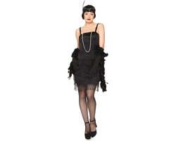 Karnival Costumes 20's Party Jaren 20 Stralende Zwarte Flapper Jurk Charleston Kostuum Carnavalskleding Dames Carnaval - Polyester - Zwart - Maat XS - 3-Delig Jurk/Handschoenen/Hoofdband
