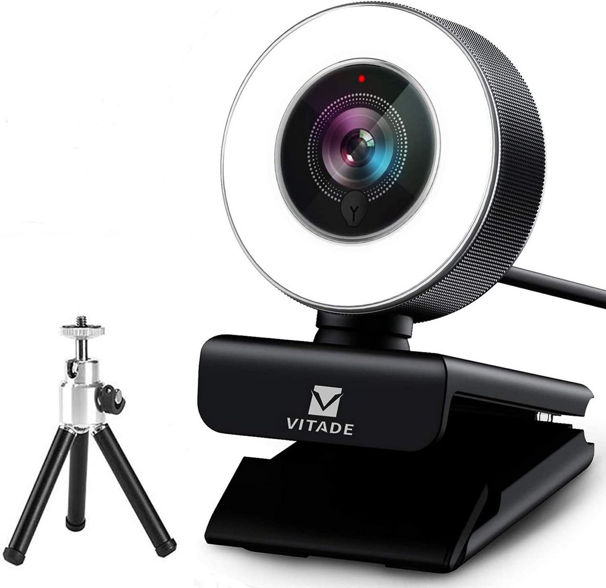 Webcam USB Full HD 1080p met Ringlicht voor Desktop en Laptop