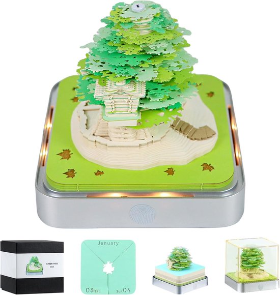 XPJBKC 3D Sakura kalender 2026, 3D notitieblok met LED