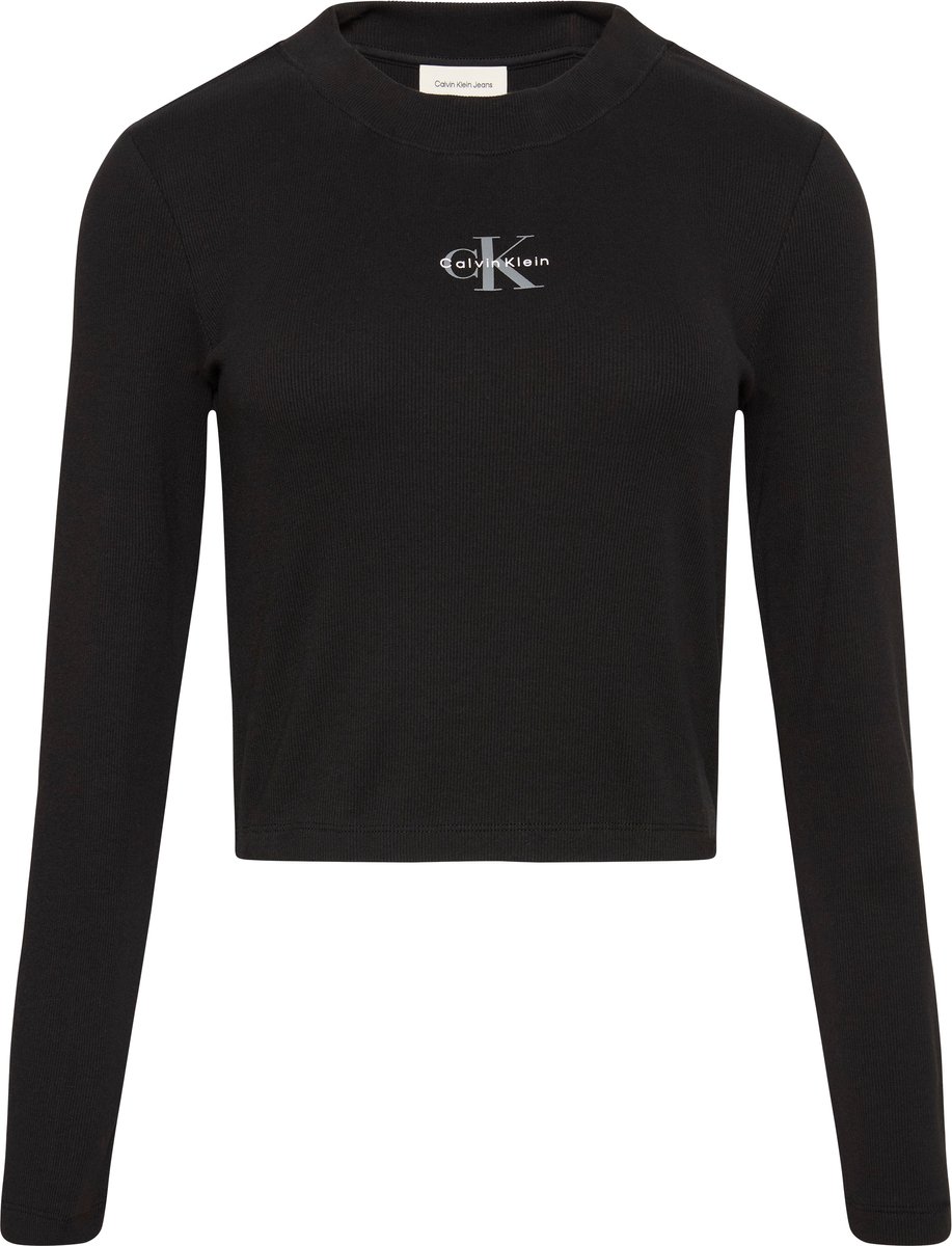 Calvin Klein Jeans Ls Monologo Baby Tee Zwart