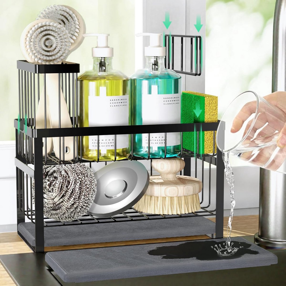 Dubbellaagse Aanrecht Caddy voor Organisatie van Keukenaccessoires