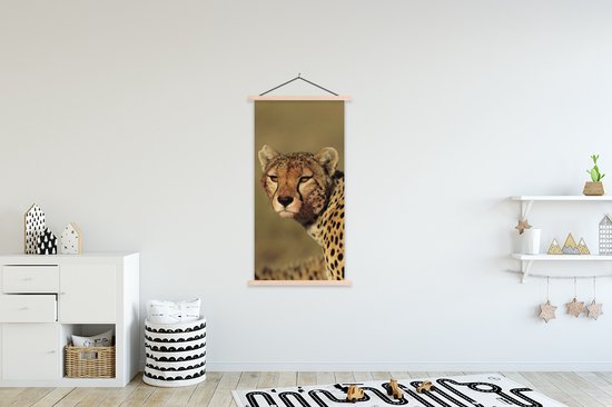Porte-affiche avec affiche - Affiche scolaire - Guépard dans la savanne - 90x180 cm - lattes vierges