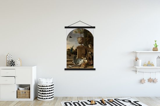 Butin de chasse près d'une plate-forme - Peinture de Melchior d'Hondecoeter poster textielposter 120x180 cm XXL / Groot format!