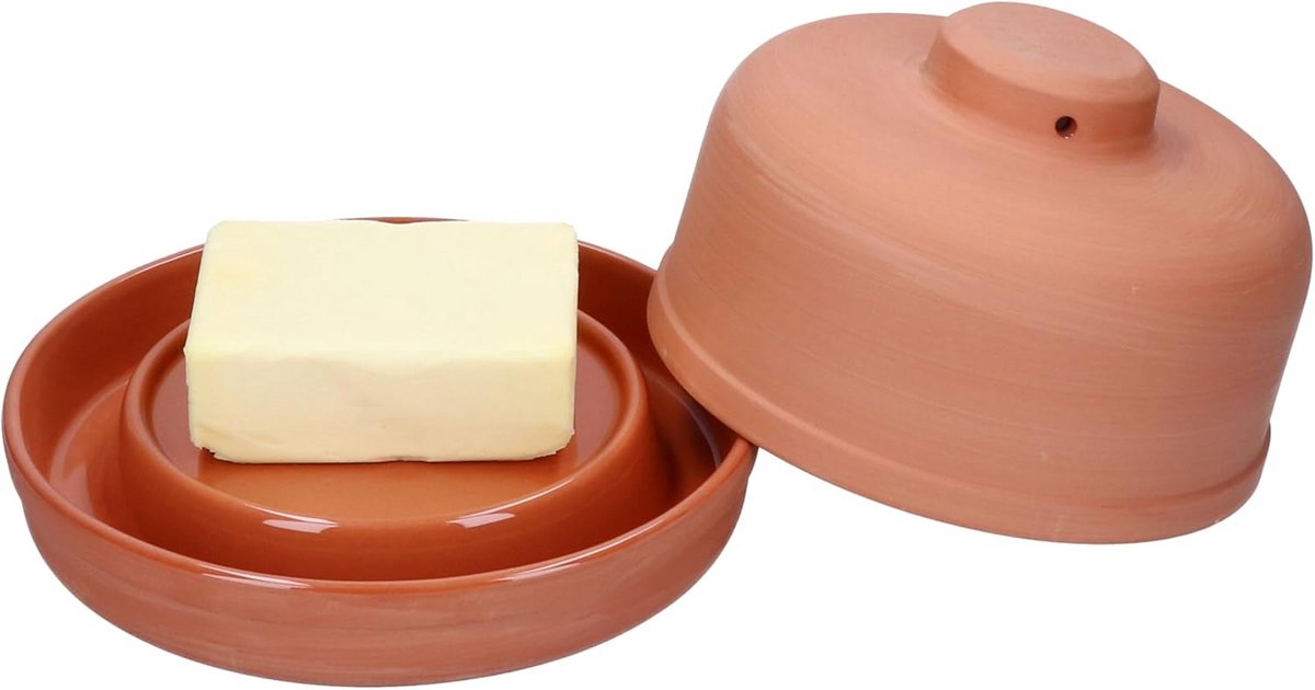 Ronde Terracotta Botervloot met Deksel voor 250g Boter