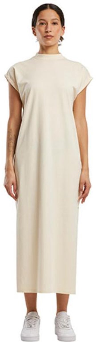 Build Your Brand Ladies Long Extended Shoulder Dress - White Sand