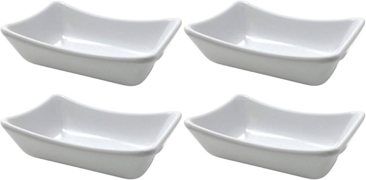 4x Dipschalen Melamine Set Wit - Ideaal voor Snacks, Dips en Sauzen
