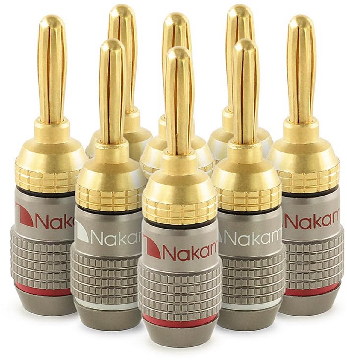 Set van 8 Vergulde Banana Plugs (4 paar) voor Hifi Speakerkabels - 24k Goud, 4mm - Geschikt voor 10-18 AWG