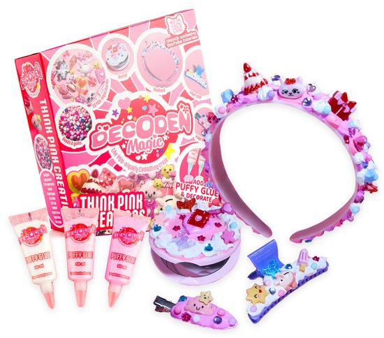Decoden Magic - Deluxe: Think Pink Creations - Haaraccessoires Knutselset - Puffylijm, kralen en bedels