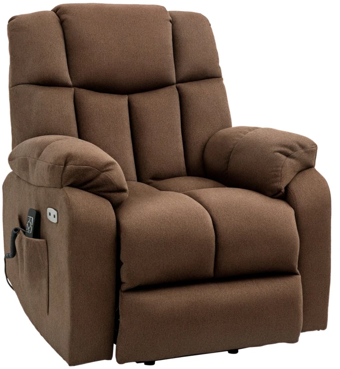 ZYLARO Elektrische Relaxfauteuil met Liftfunctie - Ligstoel - Seniorenstoel - Kantelbaar tot 145° - Verstelbare Rugleuning - tot 120 kg - met Afstandsbediening, Voetensteun - Relaxstoel - TV Stoel - Bruin