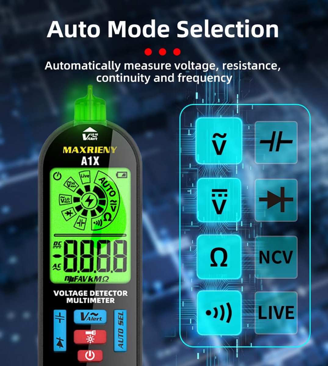 Oplaadbare Digitale Multimeter met NCV, Auto-range en Geluids-/Lichtalarm