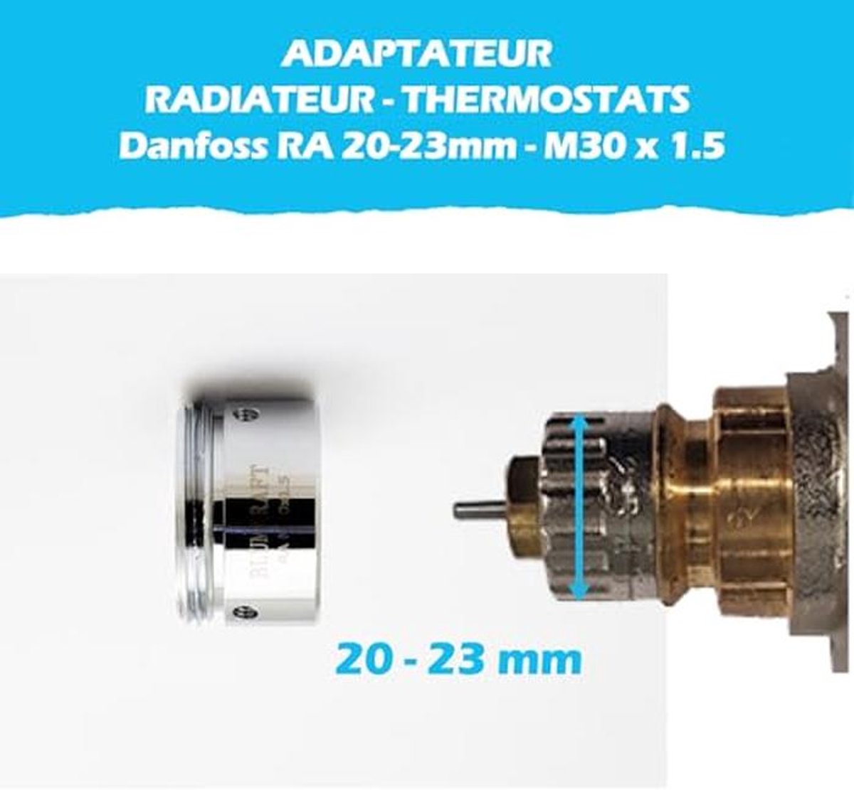 Radiatoradapter compatibel met Danfoss RA naar M30 x 1,5 thermostaat aansluiting